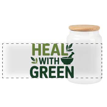 Herbalist Heal With Green Professional Practition - Panoramic Cookie Jar with Wooden Lid - white - Front