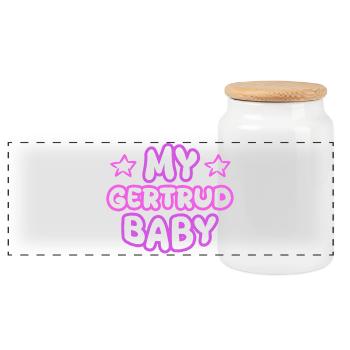 First name Gertrud - Panoramic Cookie Jar with Wooden Lid - white - Front