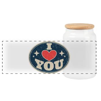 I Love You – Country Love Heart Valentine's Day - Panoramic Cookie Jar with Wooden Lid - white - Front
