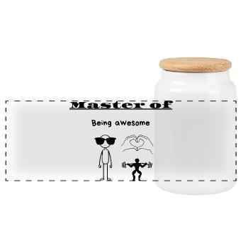 Master of Being awesome - Panoramic Cookie Jar with Wooden Lid - white - Front
