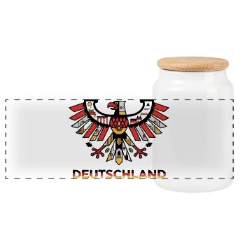 Motiv der deutschen Adlerflagge - Panorama Keksdose mit Holzdeckel - Weiß - Vorne