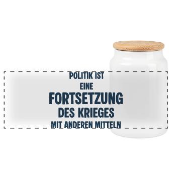 Politik als Fortsetzung des Krieges - Panorama Keksdose mit Holzdeckel - Weiß - Vorne