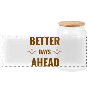 Better Days Ahead Premium Minimaler Motivationsfaktor - Panorama Keksdose mit Holzdeckel - Weiß - Vorne