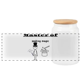Master of Making magic - Panoramic Cookie Jar with Wooden Lid - white - Front