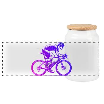 Roadbike Grafik für Rennrad - Panorama Keksdose mit Holzdeckel - Weiß - Vorne