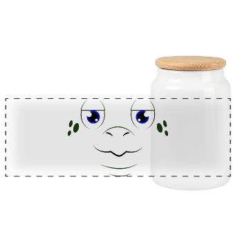 Costume d’animal à visage de tortue mignon Tortue de mer - Boîte à biscuits avec couvercle en bois - blanc - Devant
