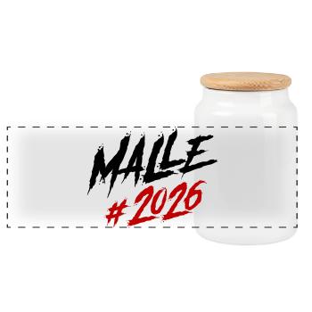 Malle 2026 Mallorca Team - Panorama Keksdose mit Holzdeckel - Weiß - Vorne