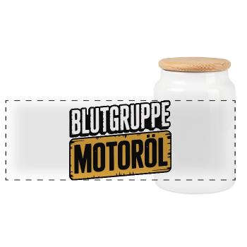 Blutgruppe Motoröl Schrauber Design - Panorama Keksdose mit Holzdeckel - Weiß - Vorne