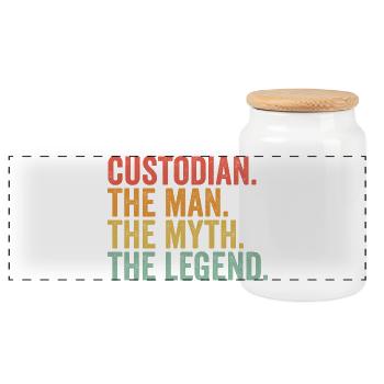 Guardian – The Man – The Myth – The Legend - Panoramic Cookie Jar with Wooden Lid - white - Front