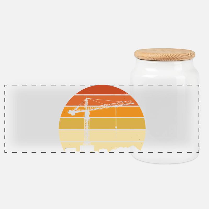 Opérateur de grue Rétro Design – Site de construction et Grue de construction - Boîte à biscuits avec couvercle en bois - blanc