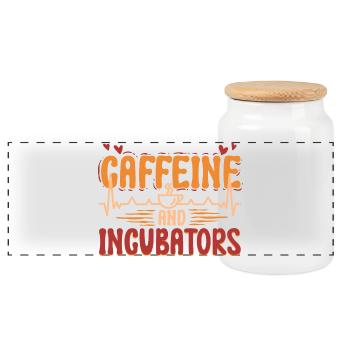 NICU Nurse Caffeine And Incubators - Panoramic Cookie Jar with Wooden Lid - white - Front