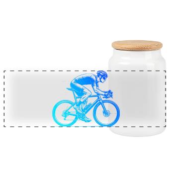 Kompaktes Roadbike Design für Rennrad - Panorama Keksdose mit Holzdeckel - Weiß - Vorne