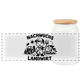 Nachwuchs Landwirt - Panorama Keksdose mit Holzdeckel - Weiß - Vorne