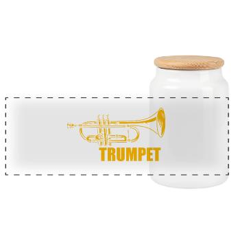 Relax the trumpet player Trompetenspieler - Panoramic Cookie Jar with Wooden Lid - white - Front