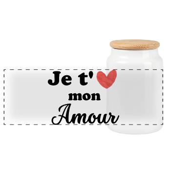 Valentine's Day I love you my love - Panoramic Cookie Jar with Wooden Lid - white - Front