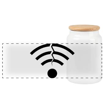 Broken Wi-Fi signal crack - Panoramic Cookie Jar with Wooden Lid - white - Front