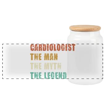 Cardiologist: Man, Myth, Legend - Panoramic Cookie Jar with Wooden Lid - white - Front
