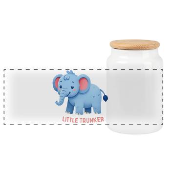 Rosa Ohr-Elefant - Panorama Keksdose mit Holzdeckel - Weiß - Vorne