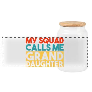 Mein Team nennt mich Enkelin, lustige Familie. - Panorama Keksdose mit Holzdeckel - Weiß - Vorne