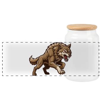 Loup Enragé (Lone Wolf Alpha - Boîte à biscuits avec couvercle en bois - blanc - Devant