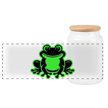 Kröte Comic Frosch - Panorama Keksdose mit Holzdeckel - Weiß - Vorne