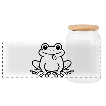 Kröte Comic Frosch - Panorama Keksdose mit Holzdeckel - Weiß - Vorne