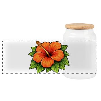 Floraison tropicale de l’hibiscus - Boîte à biscuits avec couvercle en bois - blanc - Devant