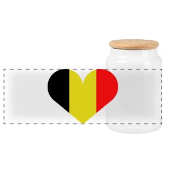 Belgian heart-shaped flag - Panoramic Cookie Jar with Wooden Lid - white - Front