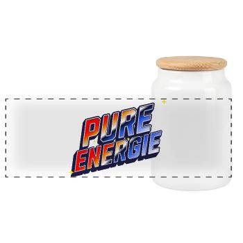 Pure Energie Retro - Energie, Power und Motivation - Panorama Keksdose mit Holzdeckel - Weiß - Vorne