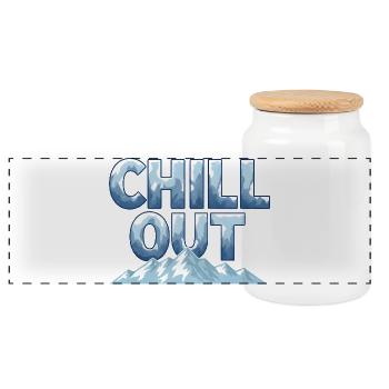 Chill Out Berge Winter Outdoor Design - Panorama Keksdose mit Holzdeckel - Weiß - Vorne