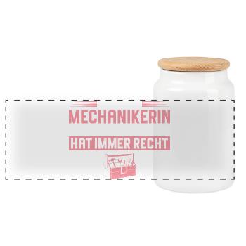 Mechanic is always right Craftswoman - Panoramic Cookie Jar with Wooden Lid - white - Front