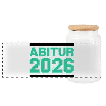 Abitur 2026 Graduation – Rough Finish - Panoramic Cookie Jar with Wooden Lid - white - Front