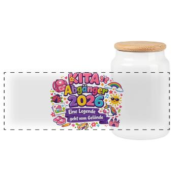 Daycare Graduates 2026 Girls Legend - Panoramic Cookie Jar with Wooden Lid - white - Front