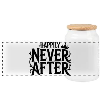 2026_02_12_Happily_never_after_Typo Design - Panoramic Cookie Jar with Wooden Lid - white - Front