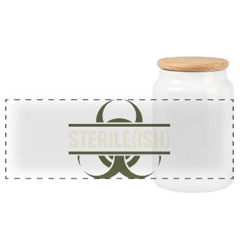 microbiology - Panoramic Cookie Jar with Wooden Lid - white - Front