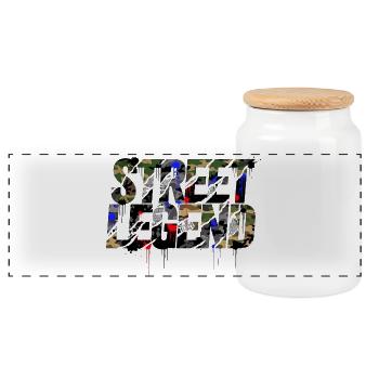 Style graffiti camouflage de la légende de la rue - Boîte à biscuits avec couvercle en bois - blanc - Devant