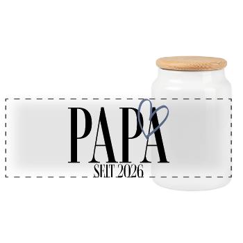 Papa seit 2026 - Panorama Keksdose mit Holzdeckel - Weiß - Vorne