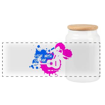 Master à la guitare - Bleu Rose Blanc - Boîte à biscuits avec couvercle en bois - blanc - Devant