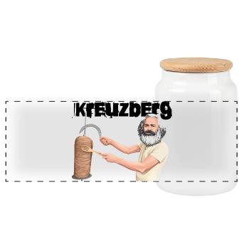 Kreuzberg Döner Marx - Boîte à biscuits avec couvercle en bois - blanc - Devant
