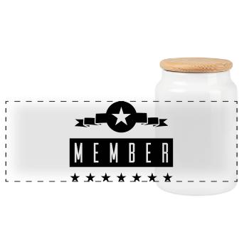 Members - Panoramic Cookie Jar with Wooden Lid - white - Front