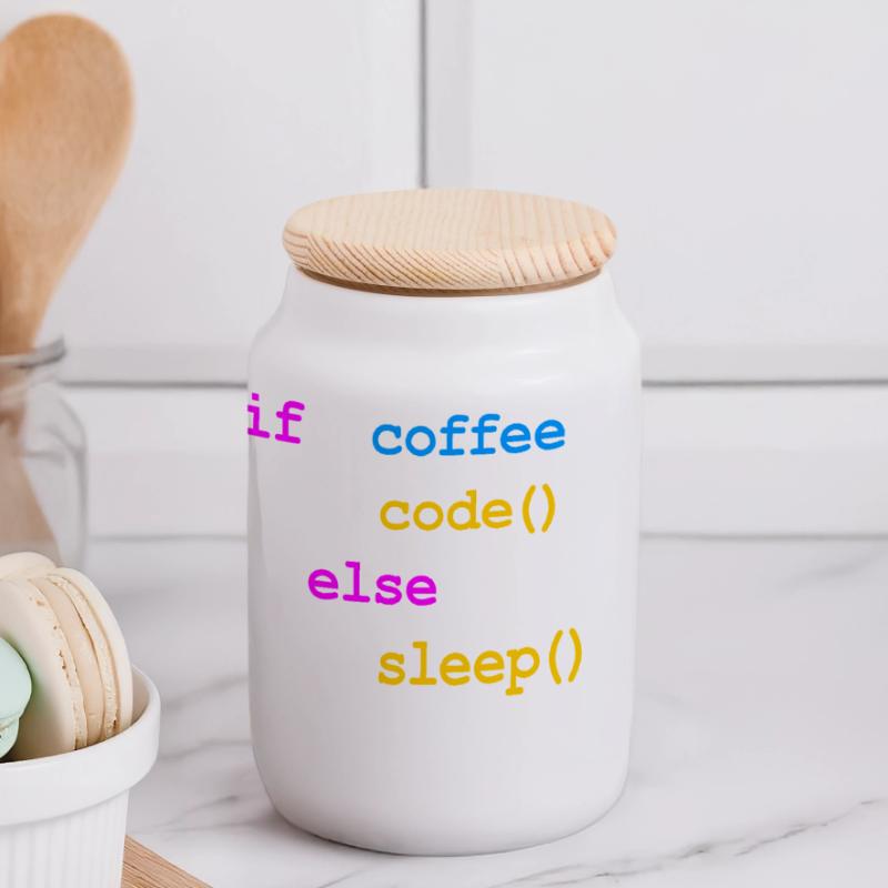 Kein Kaffee Kein Code Programmierer Informatiker Panorama Keksdose mit Holzdeckel