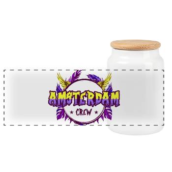 Amsterdam Crew Colorful - Panoramic Cookie Jar with Wooden Lid - white - Front