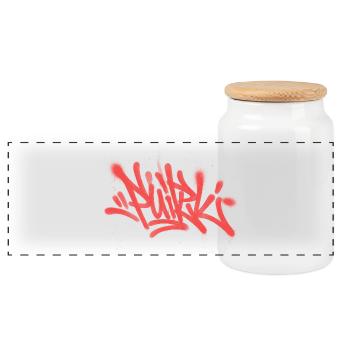 Graffiti Spray Abstract Roter Tag - Panorama Keksdose mit Holzdeckel - Weiß - Vorne
