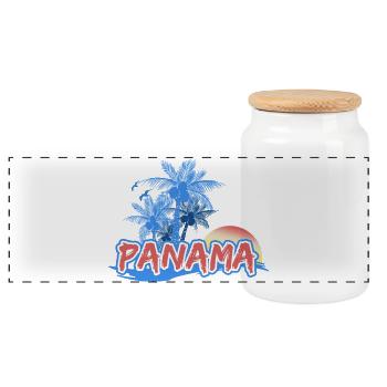 Geschenk für Panama - Panorama Keksdose mit Holzdeckel - Weiß - Vorne