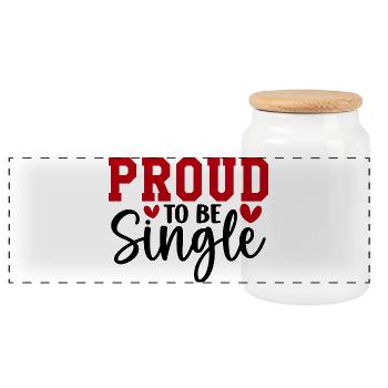 Proud To Be Single - Panorama Keksdose mit Holzdeckel - Weiß - Vorne