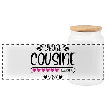 Big Cousin 2027 loading - Panoramic Cookie Jar with Wooden Lid - white - Front