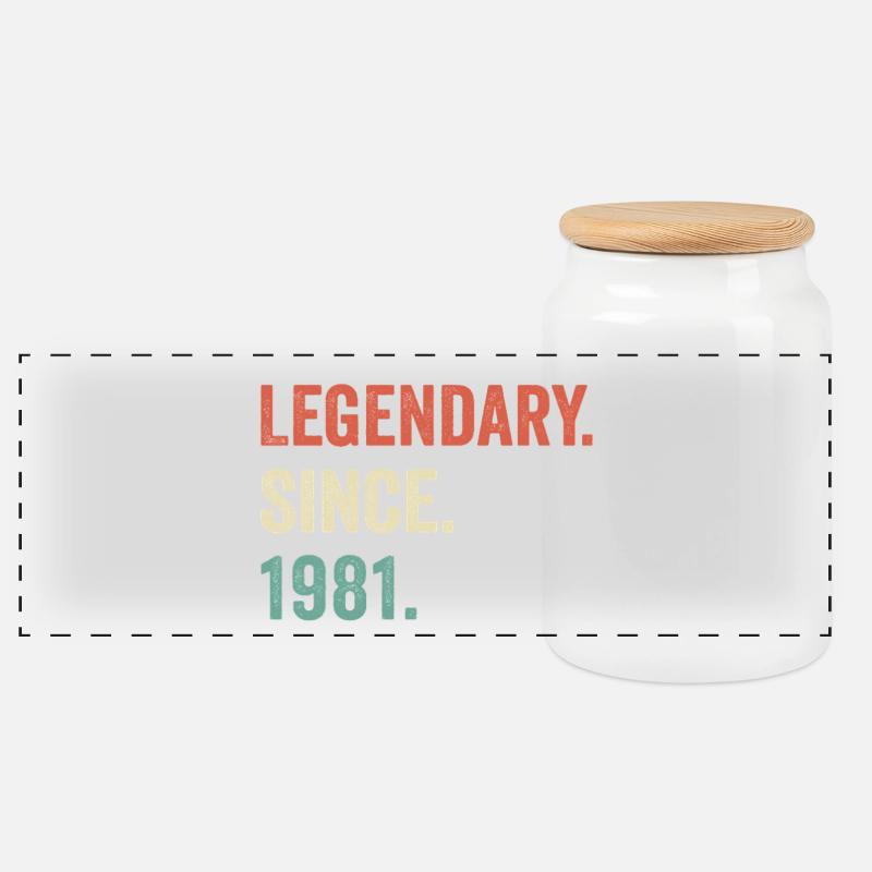 legendary since 1981 - Panoramic Cookie Jar with Wooden Lid - white