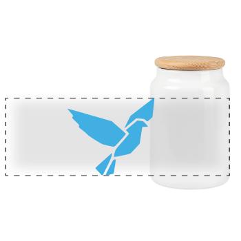 Origami Bird Dove Geometric - Panoramic Cookie Jar with Wooden Lid - white - Front