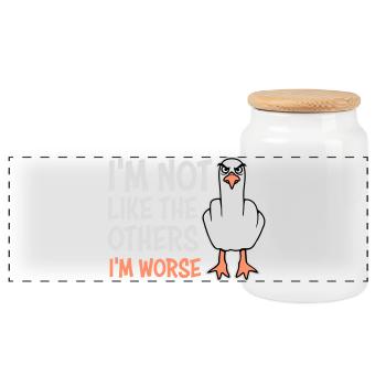 Mouette au majeur en Moins Comme les Autres, Je suis pire - Boîte à biscuits avec couvercle en bois - blanc - Devant
