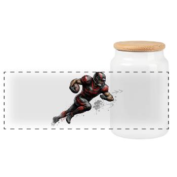 Illustration d’un joueur de football américain - Boîte à biscuits avec couvercle en bois - blanc - Devant